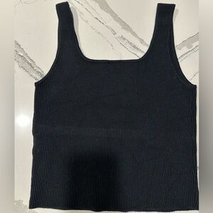 Abercrombie & Fitch ribbed square neck tank top in black, size large